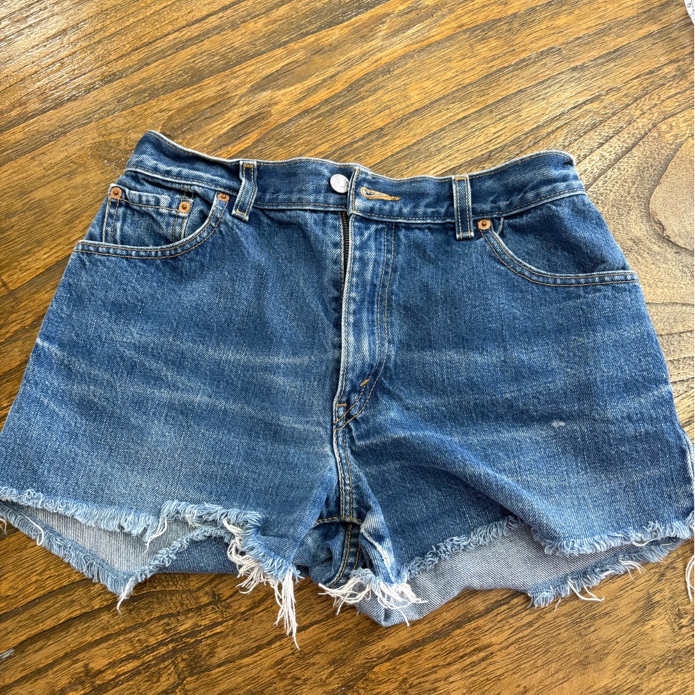 Levi's Classic Blue Frayed Jean Shorts